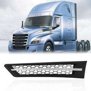 Right Chrome Cascadia Hood Side Grille Air Intake Vent Replacement with With Bug Screen for Freightliner Cascadia 2018+