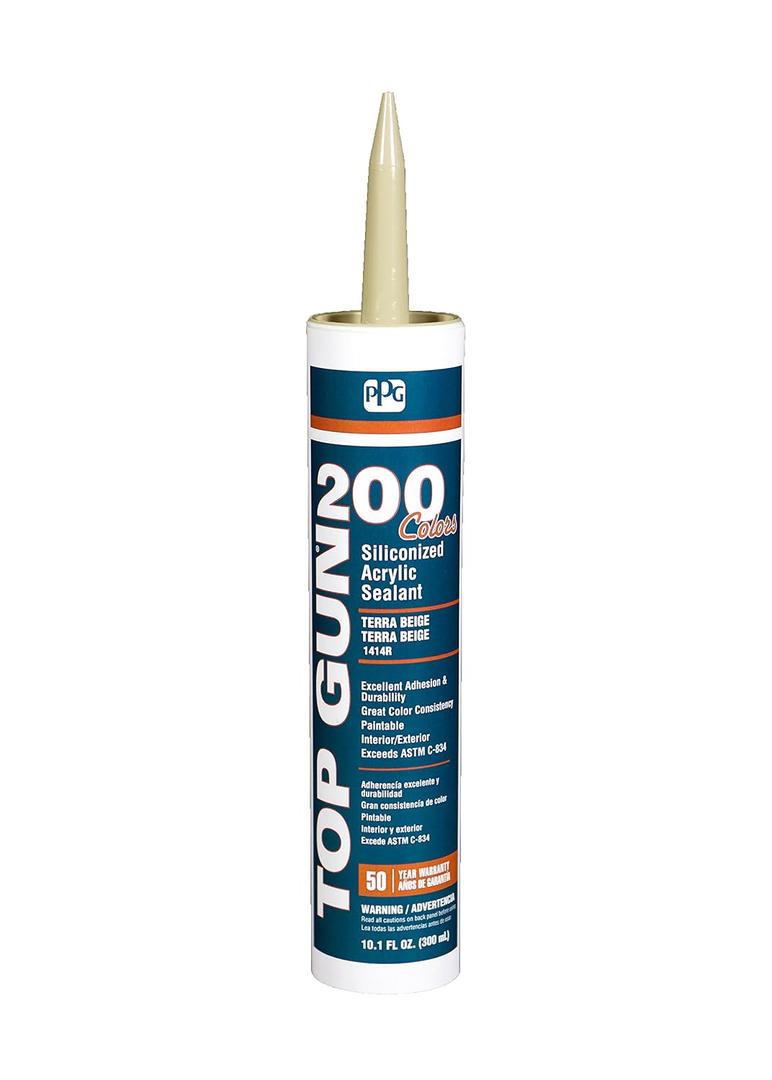 PPG Paints Glidden Top Gun 200 Siliconized Acrylic Sealant, Terra Beige, 10oz