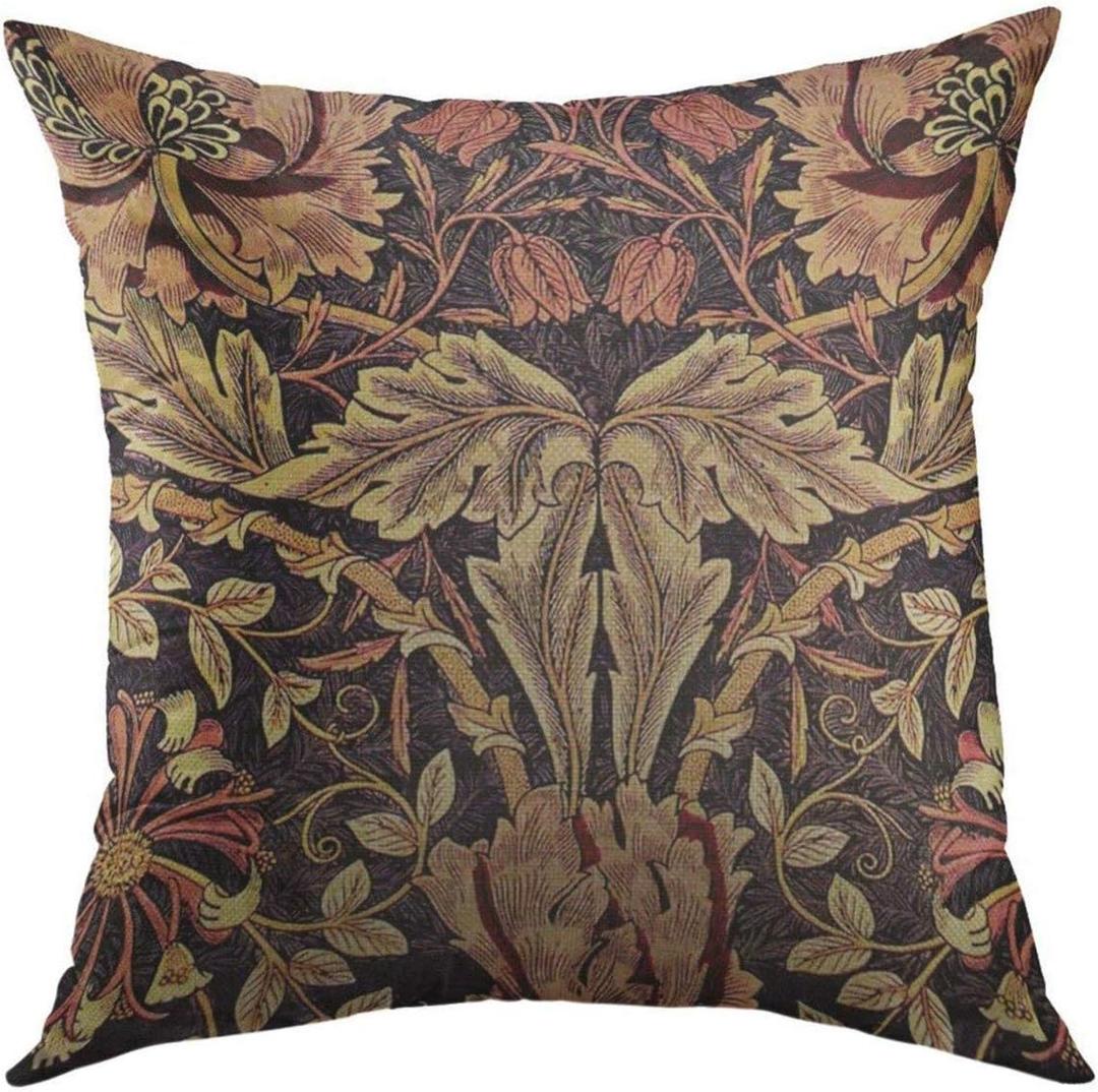 Mugod Decorative Throw Pillow Cover for Couch Sofa,Honeysuckle William Morris Vintage Design Home Decor Pillow Case 18x18 Inch