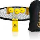 GOOX Outdoor Beach Ball Games with Carrying Bag, 3 Balls, Net and Strip Light (ONLY for Light Up Set)- Roundnet Game Set for Family - Played Outdoors, Indoors, Beach, Lawn, Yard and Park (yellow)