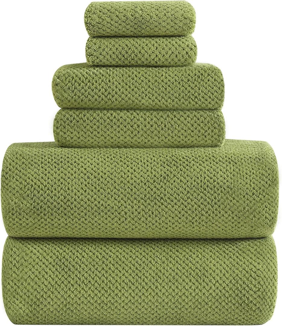 YTYC Towels, 39x78 Inch Oversized Bath Sheets for Adults Luxury Extra Large Bath Towels Sets of 6 Super Soft Shower Towels for Bathroom Microfiber 80% Polyester (Sage Green,6)