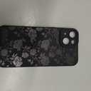 for iPhone 14 Case 6.1 Inch 2022, Aesthetic Rose Floral Print Phone Case for Women Girls Men, Slim Silicone Protective Phone Cover for iPhone 14, Black Flower