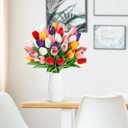 Sggvecsy 30 Pcs Fake Tulips Artificial Flowers Real Touch PU Faux Flowers Tulip Stems for Wedding Spring Bouquet Floral Arrangement Party Home Office Decorations for Mother's Day (Multi Colors)