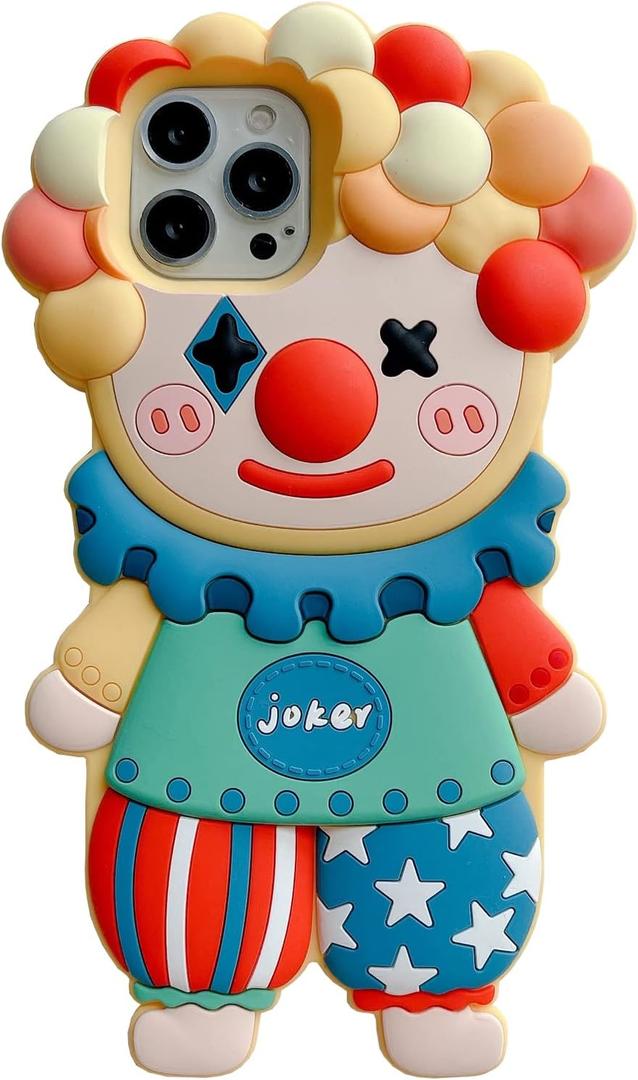 Ugly Case Compatible with iPhone 16 Pro Max,3D Kawaii Clown Cartoon Fun Women Girls Cute Soft Silicone Shockproof Protector for iPhone 16 Pro Max