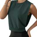 SOFIA'S CHOICE Women Workout Crop Tank Tops Cropped Sleeveless Muscle Shirt Gym Yoga Running (Green, L)