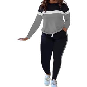 HTD Womens 2 Piece Outfits Casual Sweatsuits Long Sleeve Tracksuit Matching Sets XL