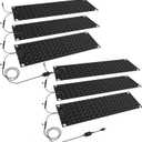 Timgle 6 Pcs Snow Melting Walkway Mat, 10" x 30" Non Slip Rubber Heated Mat with Power Cord, 2 in/h Speed Snow and Ice Heated Pad for Winter Outdoor Stair Step Doorway Walkway Driveway (Black)