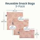 Tiny Twinkle Reusable Snack Bags for Kids 3 Pack Snack Pouches & Sandwich Bag for Toddlers Machine Washable, Mess-Proof for Lunch & Travel (Shine)