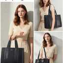 LOVEVOOK laptop bag for women 15.6 inch large Lightweight canvas work tote bags with Clutch Purse water resistant computer bags for laptops for women Business Office Travel college Casual, black