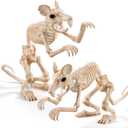 JOYIN 2 PCS Rats Skeleton Halloween Decoration 11 Inch Long Small Animal Skeleton Plastic Mouse Bones for Yard Garden Lawn Patio Graveyard Haunted House Halloween Party Favors Decor