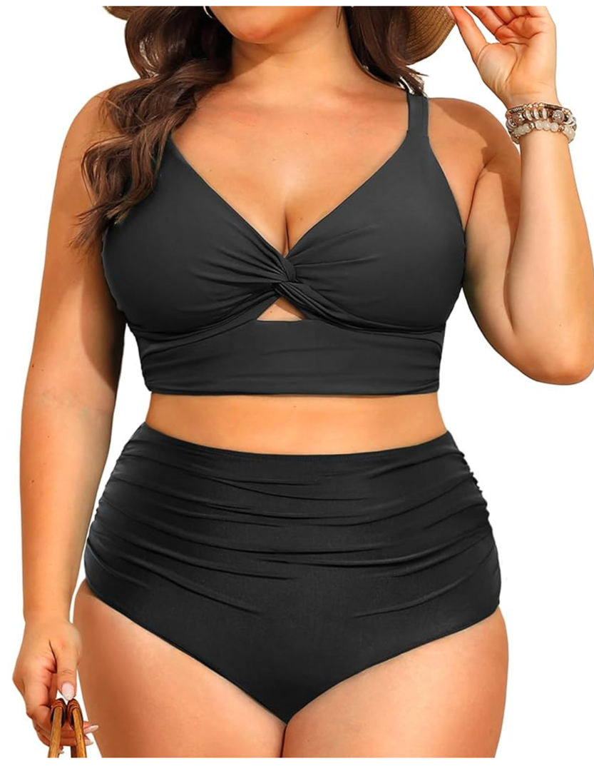 Daci Plus Size Two Piece Swimsuits - Women High Waisted Bikini Tummy Control Bathing Suits Knot Twist Swimwear 2025 Size 20w
