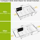 JASIWAY Dish Drying Rack in Sink, Expandable Stainless Steel Dish Drainers for Kitchen Counter, Dish Dryer Rack for Inside Sink, Over The Sink Dish Racks with Utensil Holder, Silver