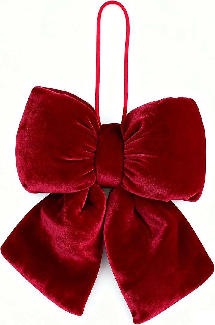 Valentine's Day Red Bows, Valentine's Day Velvet Bow Gift Decorations, Wreath Bows for Party Gift, Easy Hanging - Home Front Indoor/Outdoor (7.87"x7.87")