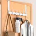 CHAUNCEY HOME Over The Door Hooks Hanger with Extended Arms, Perfectly Fits US Standard 1 3/8-inch Doors, Towel Rack Organizer Holder, Glossy White, J-Shaped