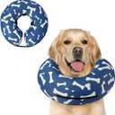 Supet Inflatable Dog Cone Collar Alternative After Surgery, Dog Neck Donut Collar Recovery E Collar, Soft Dog Cone for Small Medium Large Dogs (L+(Neck 12"-16"), T Bone Navy)