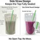 C CRYSTAL LEMON 100PCS Drink Pouches with Side Straw Port, Resealable Drink Bag Set with Straws & Funnel, 17oz Clear Beverage Pouches for Juice, Smoothies, Cocktails & Slushies