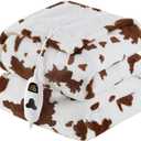 Cow Print Heated Electric Blanket Throw,50X60 Brown Heating Blanket with 10 Heats Levels & 8 Hours Auto Off, Western Highland Cow Decor Stuff Fleece Sherpa Blankets Warmer Gifts for Women Adults
