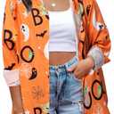 Halloween Shirt Women Hocus Pocus Shirt Halloween Witch Tee Pumpkin Graphic Shirt Long Sleeve Button Down Blouse (X-Large, Yellow)