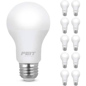 Feit Electric A19 LED Light Bulb, 60W Equivalent, E26 Medium Base, 800 Lumen, 3500K Neutral White Light, Indoor/Outdoor General-Purpose Light Bulbs, 11,000-Hour Lifetime, A800/835/10KLED/10, 10 Pack