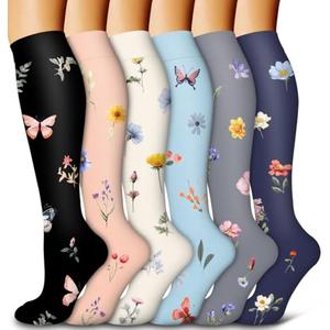 6 Pack Copper Compression Socks for Women and Men Circulation-Best Support for Medical,Running,Nursing,Athletic Size S/M