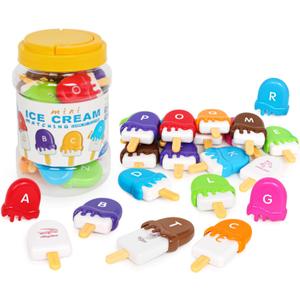 Alphabet Learning Toys Matching Letter ABC Fine Motor Toy Double-Side Ice Cream Toys Preschool Learning Activities Montessori for Toddler Kids Ages 2 3 4 5