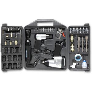 50 Pieces Air Tool Kit. 1-1/2'' Impact Wrench, 1-3/8'' Ratchet Wrench, 5-Air Hammer w/Chisels, and other great tool accessories. D-W3-50K