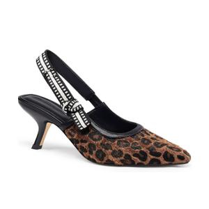 Coutgo Womens Slingback Kitten Heels Closed Pointed Toe Bowknot Knitted Slip On Work Pumps Dress Shoes, Size 11