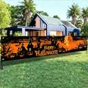 Halloween Decorations Outdoor Yard Banner Happy Halloween Banner Pumpkin Fence Backdrop 118x20 Inch Haunted House Moon Bat Scene Gothic Outdoor Yard Sign for Garden Porch Party Wall