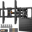 PERLEGEAR Full Motion TV Mount with Metal Pegboard for Most 42-84 inch Flat or Curved TVs up to 132 lbs, TV Wall Mount with Swivel & Tool-Free Tilt, Max VESA 600x400mm, Fits 12″/16″ Wood Studs, PGLF17