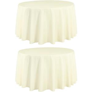 LTC LINENS 2 Pack 108 Inch Round Tablecloth Ivory - Great for 48 Inch Round Table Floor Length - Wrinkle Resistant Polyester Fabric Cloth for Wedding
