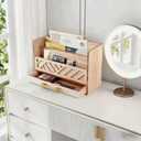 Wood Mail Organizer Countertop with Drawers, Desk Organizer for Office Supplies, Paper, Letter, Envelope, Bill