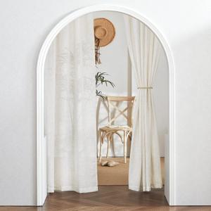 RYB HOME Sheer Linen Blend Curtains - Privacy Semi Translucent Linen Texture Draperies Soften Sunlight Glare Farmhouse Window Curtains for Living Room Cafe Laundry Room, 52" W x 72" L, 2 Panels