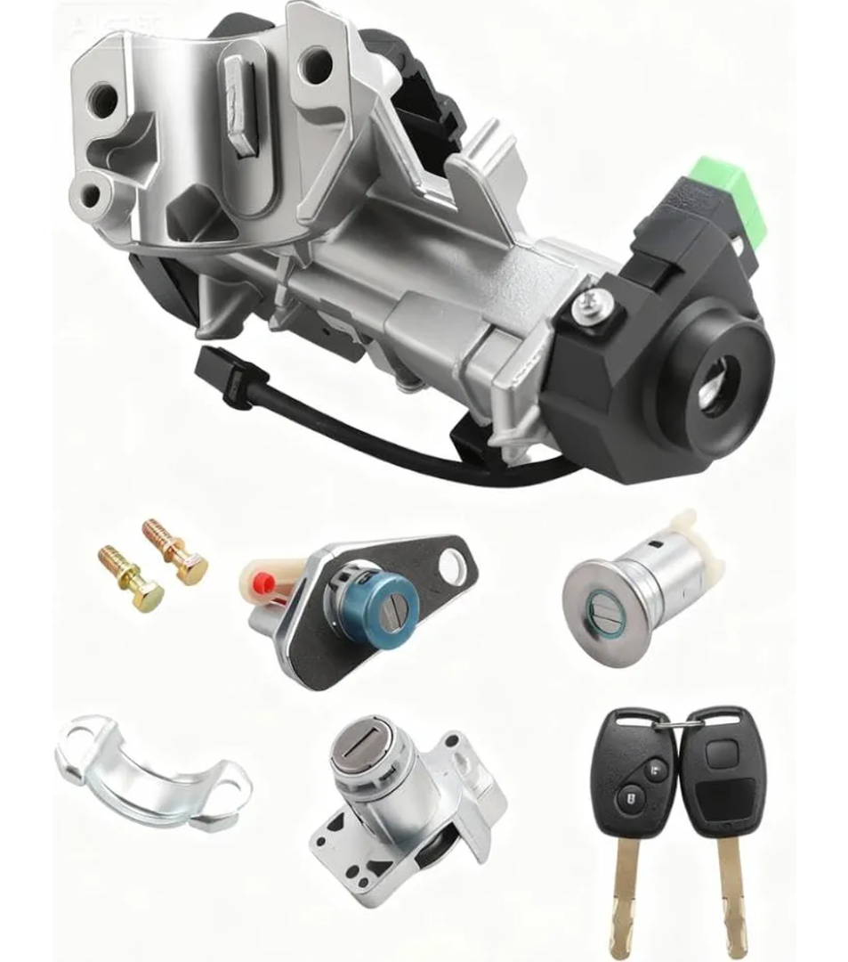 Ignition Switch Lock Cylinder Assembly Compatible with 2006-2011 Honda Accord 2006-2011 Civic 2007-2010 Honda CR-V FIT Odyssey 06350-SAA-G30 35100-SDA-A71, Chip ID46 Immobilizer Keys