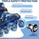 Kuxuan Boys Adjustable Inline Skates with Light up Wheels, Fun Illuminating Skates for Kids Girls Youth, Large