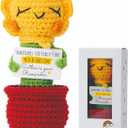 3 x Inspirational Birthday Gifts for Women Friends Positive Crochet Sunflower Desk Accessories Encouraging Thank You Friendship Present for Coworker Teacher Boss Employee Appreciation Principal Christmas