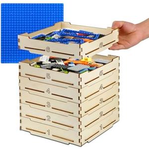 6 Tray Sorter Sifter Box Used for Lego, Storage Sorter Brick Box for Lego Blocks, Gift for LegoLover, Gift for Teens and Adults, 5 Different Size Sorter Perfect for LegoBlocks