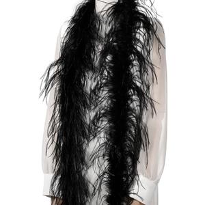 Soarer Black Ostrich Feather Boa - 2Yards 1Ply Long Boas for Halloween Party,DIY Craft Sewing,Concert(Black)