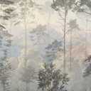 Toolhom Hazy Forest Wall Mural, Abstract Nature Landscape Wallpaper, Background Wall Decoration Patterns, 127" x 77"（Non-self-Adhesive）
