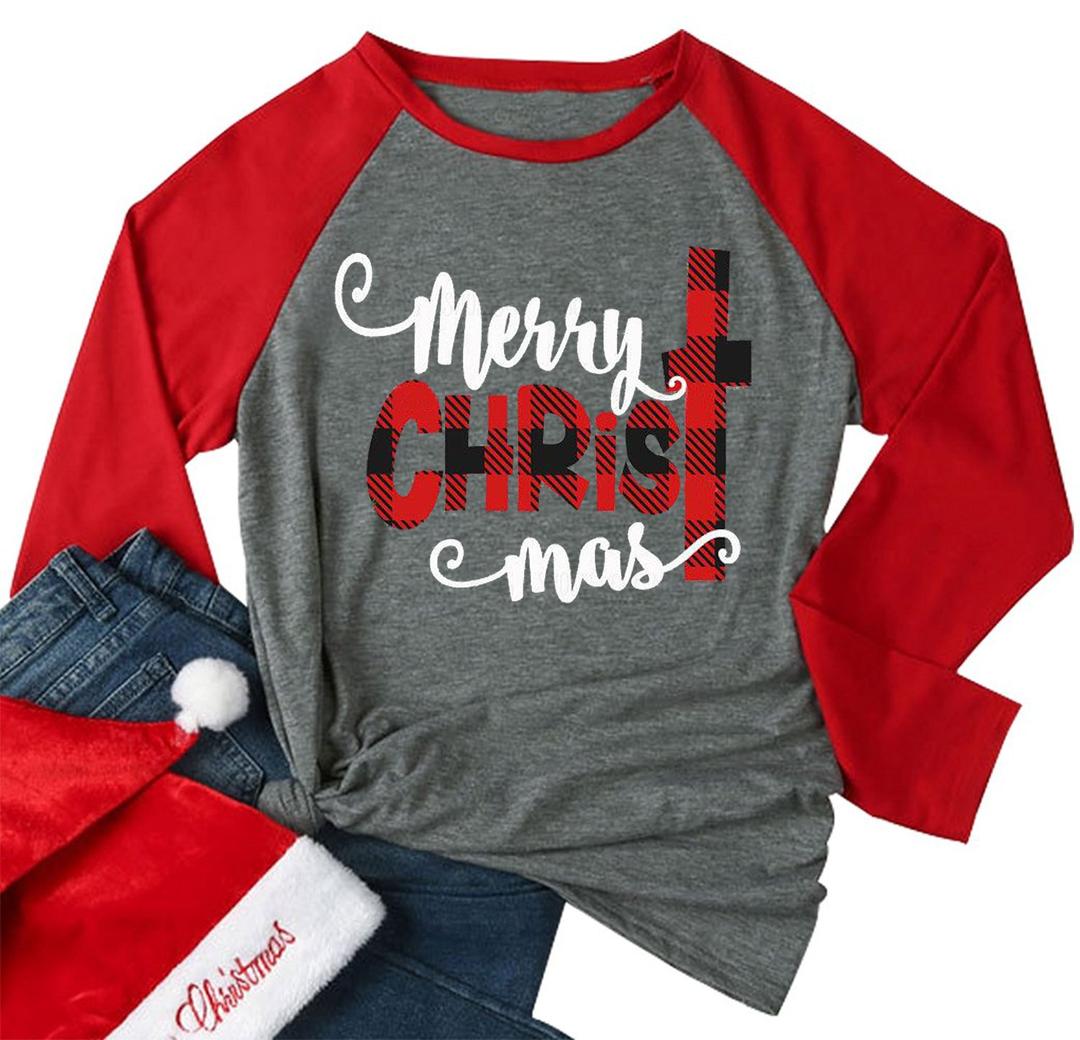 Christmas Shirt for Women Believe Letter Print T Shirts asual Retro Holiday Short Sleeve Pullover Tops Xmas Gift S