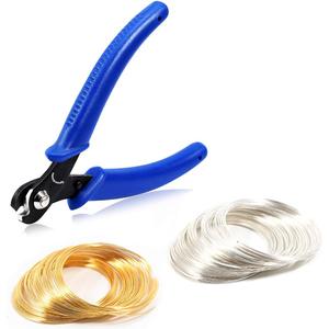 SPEEDWOX 200 Loops Memory Wire for Bracelet Making - 5 Inches Cutting Pliers Set for Jewelry - Gold Silver Loop Arts DIY Supplies - Hobby Work Tool