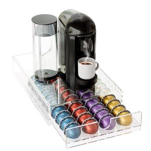 Acrylic Coffee Pod Organizer for Nespresso Vertuo Pod Holder 40 Pods Clear Vertuo Pod Storage Drawer