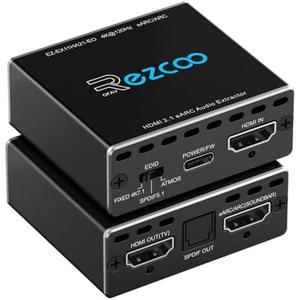 4K@120Hz HDMI 2.1 eARC Audio Extractor 1 in 1 Out Support VRR ALLM HDCP2.3 ARC eARC HDR CEC SPDlF Optical Audio Out Digital EDID for PS5 Xbox NVIDIA AMD