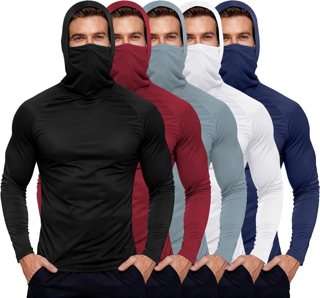 HovSiyla Mens Fishing Hoodie UV Sun Protection Shirts UPF Rash Guard Long Sleeve Shirts Hiking Performance Mesh Face Mask Top XL