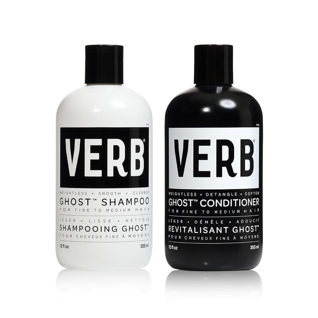 VERB Ghost Shampoo & Conditioner Duo Set - Infused with Moringa Oil - Cleanses + Moisturizes Fine and Weighed Down Hair - Vegan, No Parabens or Harmful Sulfate, 2 Packs