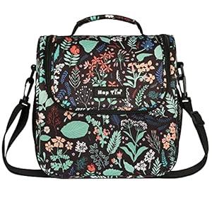 Hap Tim Lunch Box for Women & Men, Insulated Lunchbox for Adults, Reusable Lunch Bag for Work, Picnic or Travel, Black Floral (16050-BF)