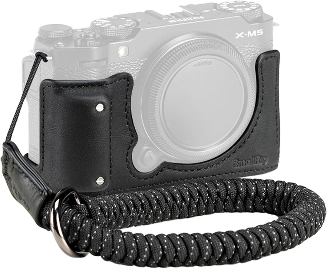 SMALLRIG X-M5 Leather Half Case Kit for FUJIFILM X-M5, Including Leather Half Case, Wrist Strap, Genuine Leather Material, Portable and Protecting (Black) - 4879