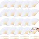 JOHOUSE 28 Pcs White Paper Folding Hand Fans 8.3 Inch Foldable Handheld Fans for Women, Wedding Party Favors, Bridal Shower, DIY Crafts, Photography Props