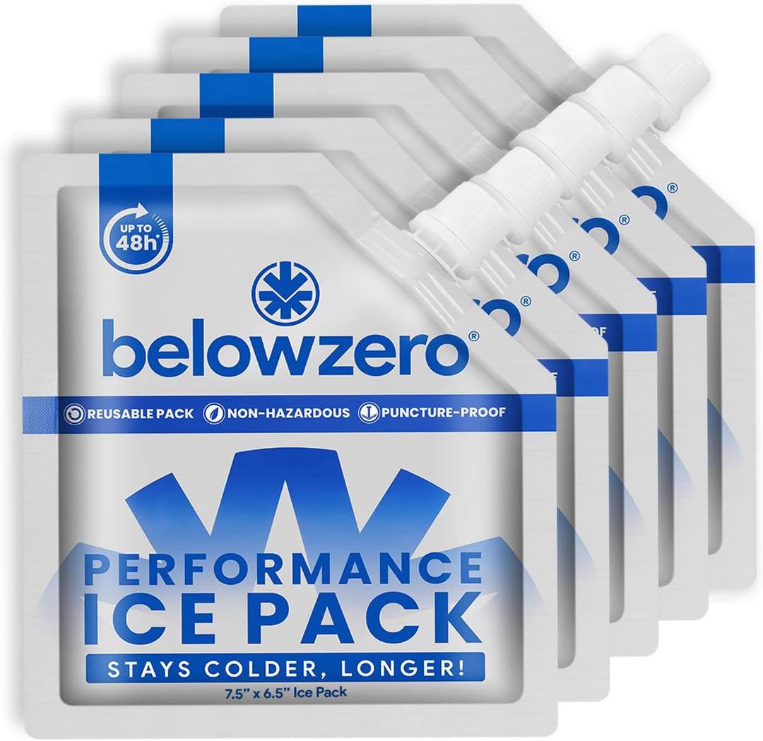 Below Zero Reusable Ice Packs for Coolers Long Lasting Cooler Ice Pack Blocks, Leak-Proof Freezer Packs for Camping, Lunch Boxes & Travel