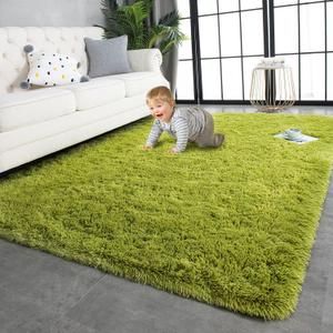 TWINNIS Super Soft Shaggy Rugs Fluffy Carpets 8x10 Feet, Indoor Modern Plush Area Rugs for Living Room Bedroom Kids Room Nursery Home Decor, Upgrade Anti-Skid Rectangular Fuzzy Rug, Green