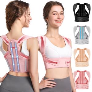Fit Geno Posture Corrector for Women: Adjustable Lightweight Upper Back Brace for Neck Shoulder & Upper Back Pain Relief - Improve Posture Correct Hunchback Slouching Kyphosis Invisible Under Clothes (XS/S Under Bust 26"-37") (Pink)